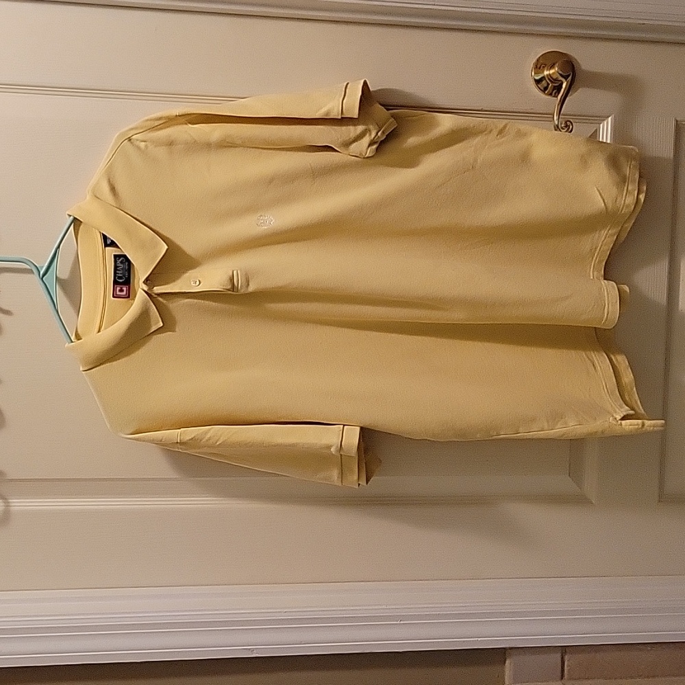 Chaps yellow short sleeve polo shirt 100% cotton embroidered logo XXL EUC